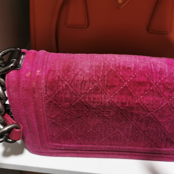 (Sold)100% Authentic Channel  Mini Boy Shoulder Crossbody Velvet Leather - Picture 6 of 16